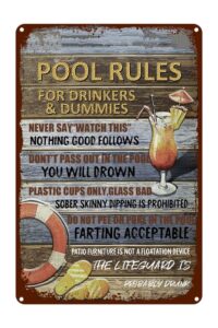 pool metal signs swimming pool rules house decoration, swimming pool rules funny signs for club bar pub gym garden gate drinking fountains poster tin sign metal sign 8×12 inch