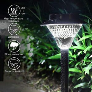 Solar Pathway Lights Outdoor,High Lumens Landscape Path Lights,IP65 Waterproof Auto On/Off White Solar Driveway Light,Long Lasting LED Solar Walkway Back Yard Lights for Garden Lawn Patio Walkway-2PCK
