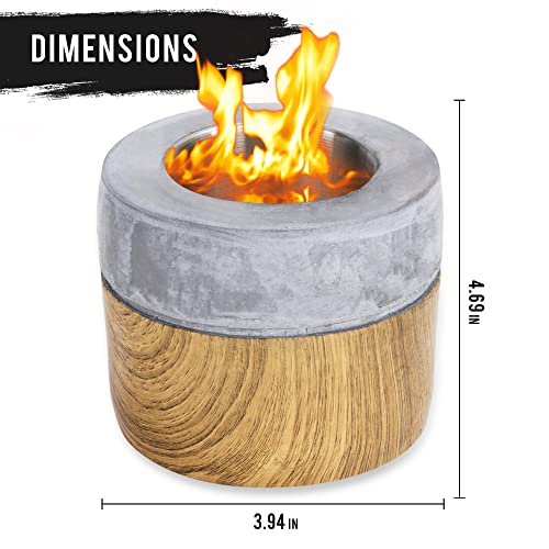 NOCOAL Tabletop Fire Pit with Roasting Forks - Indoor/Outdoor Mini Fireplace - Perfect for Smores - Clean Burning, Real Flame, Concrete Bonfire Bowl fuelled with Rubbing Alcohol or Bioethanol Fuel