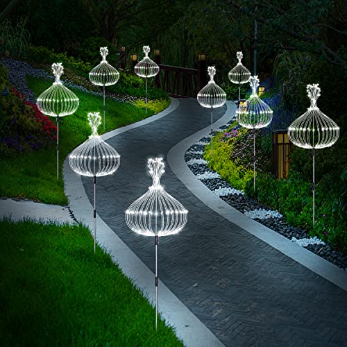 6 Pack Outdoor Solar Garden Lights, Solar Firework Lights,120 LED Waterproof Solar Lamps Decorative, Fireworks Lamp, 8 Modes Landscape Lights with Remote for Pathway Backyard Walkway Patio(Cool White)