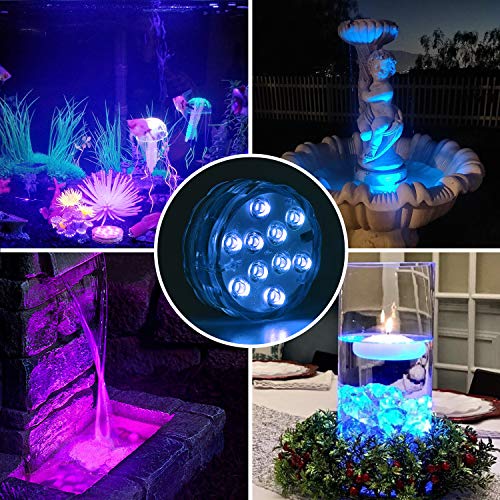 UBEGOOD Submersible LED Lights with Remote, Waterproof Underwater Led Lights [Battery Operated] Decoration Light for Aquarium, Hot Tub, Pond, Pool, Base, Vase, Garden, Wedding, Party [4 Pack]