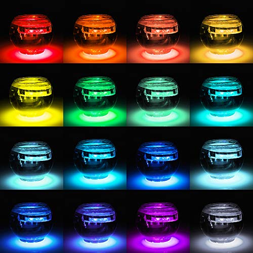 UBEGOOD Submersible LED Lights with Remote, Waterproof Underwater Led Lights [Battery Operated] Decoration Light for Aquarium, Hot Tub, Pond, Pool, Base, Vase, Garden, Wedding, Party [4 Pack]