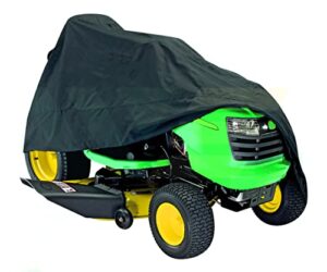 airway riding lawn mower cover, waterproof universal tractor cover fits decks up to 54 inches ,heavy duty polyester oxford, durable, uv, water resistant covers for your riding garden tractor 72 inches l x 54 inches w x 46 inches h, black, x-large