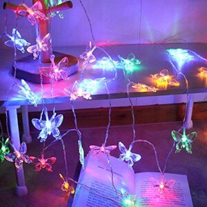 SNOMYRS Solar String Lights Outdoor 21 Ft 30 LED Solar Butterfly Lights with 8 Lighting Modes LED Butterfly Fairy Light for Garden Yard Lawn Patio Party Decor (Multicolor)