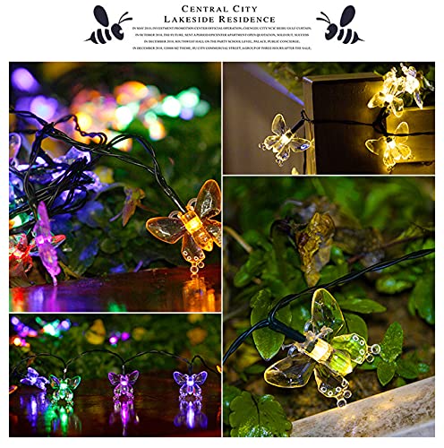 SNOMYRS Solar String Lights Outdoor 21 Ft 30 LED Solar Butterfly Lights with 8 Lighting Modes LED Butterfly Fairy Light for Garden Yard Lawn Patio Party Decor (Multicolor)