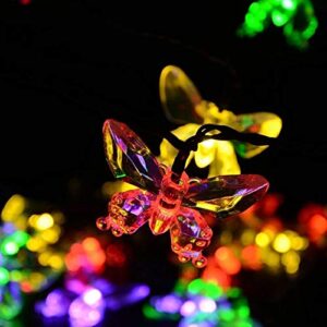 SNOMYRS Solar String Lights Outdoor 21 Ft 30 LED Solar Butterfly Lights with 8 Lighting Modes LED Butterfly Fairy Light for Garden Yard Lawn Patio Party Decor (Multicolor)