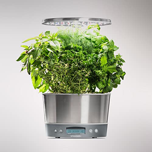 AeroGarden Harvest Elite 360 with Gourmet Herb Seed Pod Kit - Hydroponic Indoor Garden, Stainless Steel