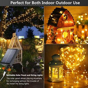 Brizled Solar Fairy Lights, 2 Pack Each 66ft 200 LED Super Bright Solar String Lights Waterproof, 8 Modes Outdoor Solar Twinkle Lights, Solar Powered Garden Lights String for Indoor Outside Warm White