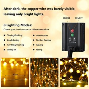 Brizled Solar Fairy Lights, 2 Pack Each 66ft 200 LED Super Bright Solar String Lights Waterproof, 8 Modes Outdoor Solar Twinkle Lights, Solar Powered Garden Lights String for Indoor Outside Warm White