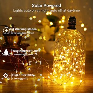 Brizled Solar Fairy Lights, 2 Pack Each 66ft 200 LED Super Bright Solar String Lights Waterproof, 8 Modes Outdoor Solar Twinkle Lights, Solar Powered Garden Lights String for Indoor Outside Warm White