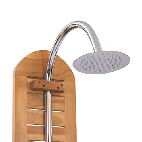 YEZIYIYFOB Outdoor Garden Shower Solid Teak Wood 27.6"x29.5"x80.3" Pool Showers Kit Freestanding Portable Shower Spa Set for Outside Backyard Shower System