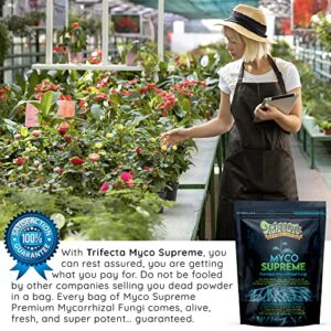 Mycorrhizal Fungi Root Enhancer for Plants - Bigger, Stronger, Healthier Roots, Use in Soil and Mycorrhizae Hydroponic - Super 20X Concentrated - Trifecta Myco Supreme (57 Grams / 2 OZ)