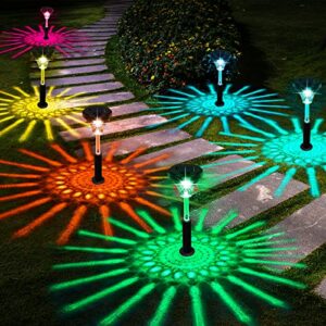 usiako bright outdoor solar pathway lights 6 pack,color changing/warm white led solar lights outdoor waterproof,solar powered garden landscape decoration for path yard walkway lawn driveway backyard