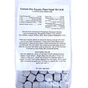 Custom Pro 10-14-8 Lily & Aquatic Pond Plant Food Fertilizer for Water Gardens - 25 Tablets