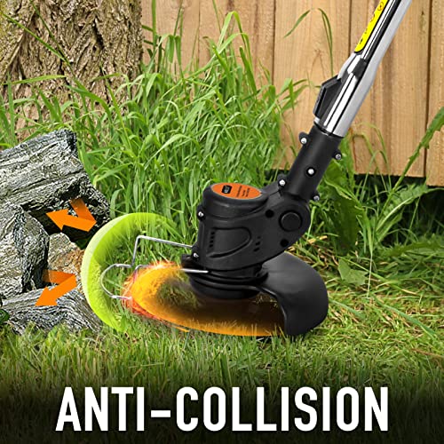 Cordless Weed Eater Grass Trimmer,3-in-1 Lightweight Push Lawn Mower & Edger Tool with 3 Types Blades,21V 2Ah Li-Ion Battery Powered for Garden and Yard (Green)