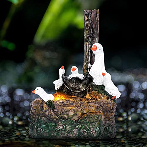 KKL Garden Statue Solar Duck Figurine with LED Lights Solar Garden Outdoor Decoration Waterproof Resin Sculpture Duck Statue for Patio Yard Lawn Porch Art Ornament Housewarming Christmas Birthday Gift