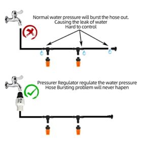 NUODITOS Gardening Watering System Tools Micro Drip Irrigation System Pressure Regulator Irrigation Garden Watering System 10 Or 15 Or 20PSI Both Ends Interface 3/4'' Female Thread (15 PSI)