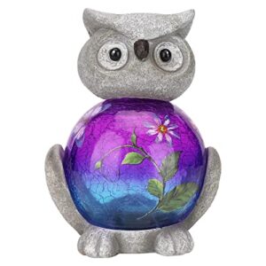 afirst solar garden statues figurine – outdoor garden owl figurines with globe outdoor art sculptures resin landscape led lights garden solar lawn ornaments for outdoor patio yard porch decorations
