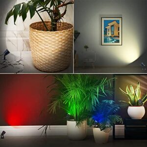 RAIFOOLLY Landscape Lights, Remote Control Spotlight with 16 Colors,Waterproof LED Ground Lighting with Spike and Base for Garden Pathway Patio Yard Plants（Plug-in）