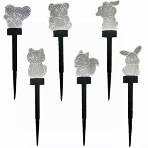 lingying outdoor solar lights, 6 pack color changing solar garden lights, waterproof 3d animal solar outdoor lights for garden yard lawn landscape walkway,glowing dog,cat,squirrel,panda,rabbit…