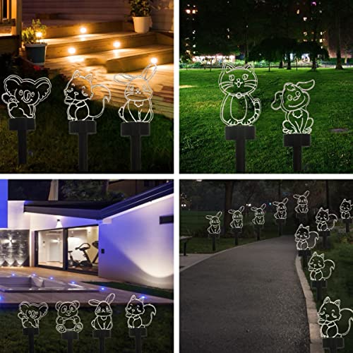 LINGYING Outdoor Solar Lights, 6 Pack Color Changing Solar Garden Lights, Waterproof 3D Animal Solar Outdoor Lights for Garden Yard Lawn Landscape Walkway,Glowing Dog,cat,Squirrel,Panda,Rabbit...