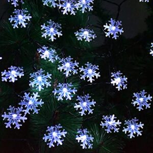 Solar Christmas Lights Outdoor, Cool White 55Ft 100 LED 8 Modes Snowflake Christmas Lights Waterproof Solar Christmas Decorative Lights Outdoor Christmas Tree Lights for Xmas Tree Garland Garden Yard