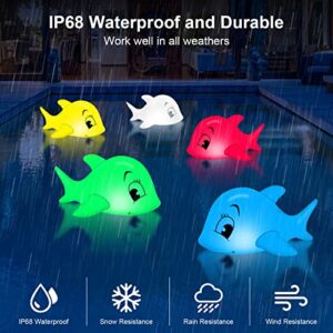 Floating Pool Lights,Inflatable Dolphins Swimming Pool Lights That Float,IP68 Waterproof Solar Powered Floating Lights Glow in The Dark,Outdoor Pool Floats Lights for Pond,Garden,Backyard,Lawn 2-Pack