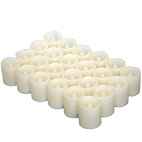 24 Pack Flameless Votive Candles LED Flickering Electric Fake Candle Battery Operated Tea Lights with Built-in Timer for Home Garden Wedding Party Wedding Table Halloween Christmas Decorations