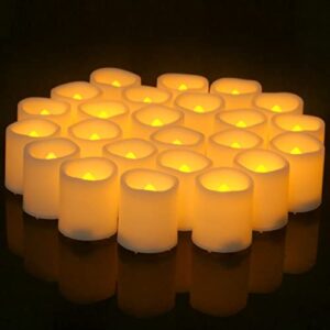 24 Pack Flameless Votive Candles LED Flickering Electric Fake Candle Battery Operated Tea Lights with Built-in Timer for Home Garden Wedding Party Wedding Table Halloween Christmas Decorations