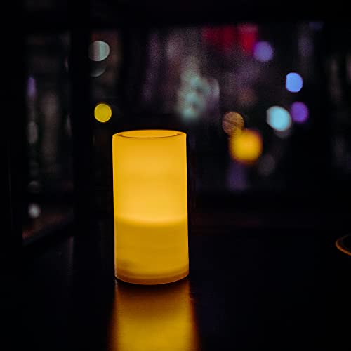 1 Waterproof Outdoor Flameless LED Pillar Candle with Remote Battery Operated Flickering Plastic Electric Decorative Light Set for Home Décor Garden Patio Decoration Party Wedding Supplies 3x6 Inches