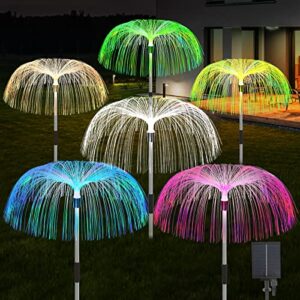 axafnev solar garden lights 6 packs 7 colors changing jellyfish lights outdoor waterproof solar flower garden lights for yard pathway lawn festival wedding party decoration