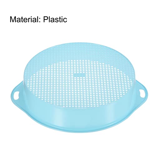 MECCANIXITY Garden Sifting Pan, Round Potting Sieve Plastic Mesh Filter Soil Screen Gardening Tool for Garden Yard, Blue 2 Pack