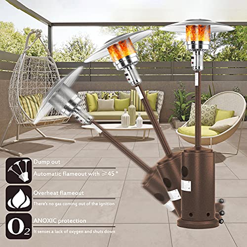 Patio Heater Propane with Cover - Outdoor Heaters For Patio Propane Heater Floor Standing with Wheels - Commercial Stainless Steel Gas Space Heaters for Outside Tent Camping, Porch, Pool and Garden