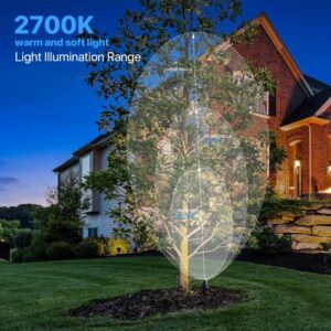 GOODSMANN Low Voltage Spotlights Landscape Lighting 5W LED 400 Lumen Outdoor Floodlights 2700K Warm White Replaceable MR16 LED Outside Hardwired Lighting with Metal Stake Cable Connector