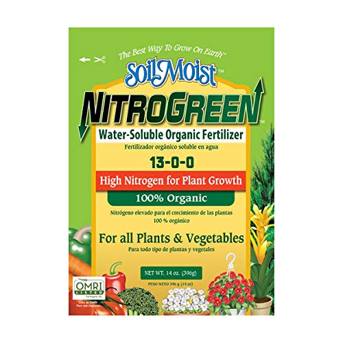 SoilMoist NitroGreen 100% Organic Fertilizer 14-oz High Nitrogen 13-0-0 for Plant Vegetable Growth