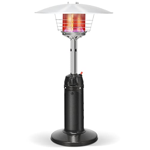 Giantex Portable Patio Tabletop Heater, 11,000 BTU Outdoor Propane Gas Table Top Heater W/ Weighted Base, Adjustable Thermostat, Suitable for Backyard, Garden, Commercial Restaurant (Black)