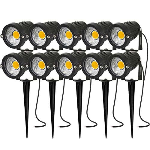 AHSELLUS Landscaping Lights Low Voltage Landscape Spotlights Garden Spot Lights Outdoor 5W 12V 24V Yard Lights Backyard Spot Lights Outdoor Pathway Lights (10 Pack)