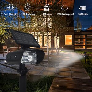 RAYSLIT Solar Spotlight Outdoor Waterproof Solar Powered Landscape Spotlights 2-in-1 Wall Light Decorative Lighting Auto On/Off for Pathway Garden Patio Yard Driveway Pool (White)