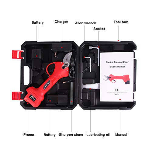 SWANSOFT Electric Pruning Shears with 1 Inch Cutting Diameter, Cordless Pruning Shears, Professional Electric Pruner with 2 Ah Rechargeable Battery