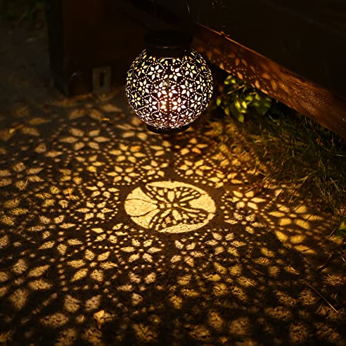 2 Pack Solar Lanterns Outdoor Waterproof, Outdoor Hanging Solar Lanterns Warm White Garden Lanterns Patio Halloween Decor for Garden Landscape Decoration (Butterfly 2 Pack)