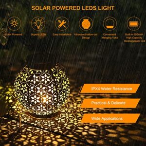 2 Pack Solar Lanterns Outdoor Waterproof, Outdoor Hanging Solar Lanterns Warm White Garden Lanterns Patio Halloween Decor for Garden Landscape Decoration (Butterfly 2 Pack)