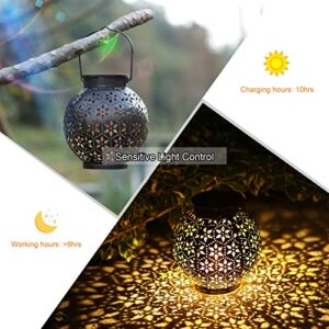 2 Pack Solar Lanterns Outdoor Waterproof, Outdoor Hanging Solar Lanterns Warm White Garden Lanterns Patio Halloween Decor for Garden Landscape Decoration (Butterfly 2 Pack)