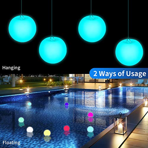 WHATOOK Floating Pool Lights 6pack 16 Color Changing Remote Led Ball Light IP68 Waterproof Bath Light,Replaceable Battery Hot Tub Glow Night Lights for Swimming Pool, Garden,Wedding Decor