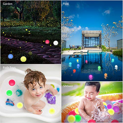 WHATOOK Floating Pool Lights 6pack 16 Color Changing Remote Led Ball Light IP68 Waterproof Bath Light,Replaceable Battery Hot Tub Glow Night Lights for Swimming Pool, Garden,Wedding Decor