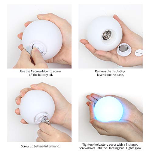 WHATOOK Floating Pool Lights 6pack 16 Color Changing Remote Led Ball Light IP68 Waterproof Bath Light,Replaceable Battery Hot Tub Glow Night Lights for Swimming Pool, Garden,Wedding Decor