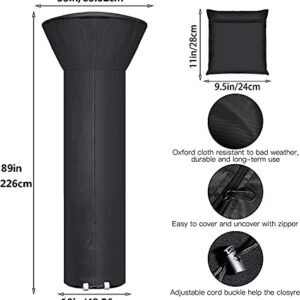 Patio Heater Cover Waterproof with Zipper and Storage Bag, Outdoor Heater Cover Has Dustproof, Wind-Resistant, UV-Resistant, Snow-Resistant Features for Patio Heater, 89”H x 33”D x 19”B