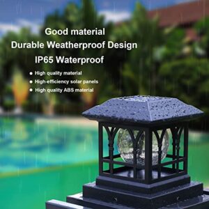 Solar Post Cap Lights Outdoor Fits 3.6x3.6 4x4 4.5x4.5 5x5 Wooden Fence Deck Patio Garden, RGB & Warm White 2 Lighting Mode, 20 LM 1000mAh Battery IP65 Waterproof, ABS Shell Glass Lens, Black (4 Pack)