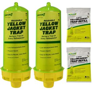 RESCUE! Reusable Yellowjacket Trap - 2 Pack + 2 Four-Week Refills
