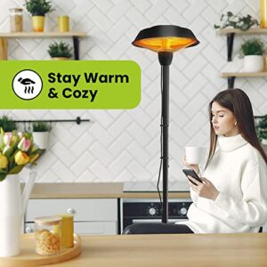 AMERICAN SELLER - 1500W Electric Infrared Heater with Waterproof & Tip-Over Protection. Perfect for Indoor & Outdoor Spaces - Garden, Balcony, Garage, Backyard, and More! (EPH-BLK)