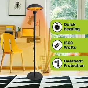 AMERICAN SELLER - 1500W Electric Infrared Heater with Waterproof & Tip-Over Protection. Perfect for Indoor & Outdoor Spaces - Garden, Balcony, Garage, Backyard, and More! (EPH-BLK)